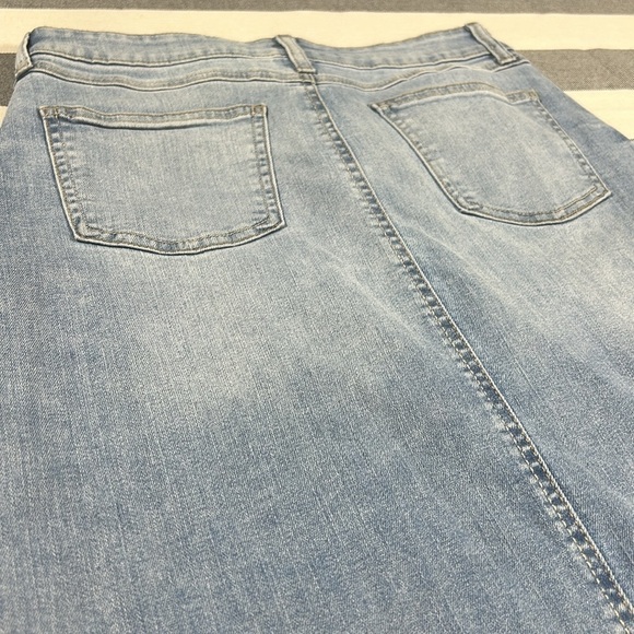 Rewash Women Denim Maxi Skirt Size 27 Raw Hem Front Slit Boho 90s Y2K Festival - Picture 11 of 14